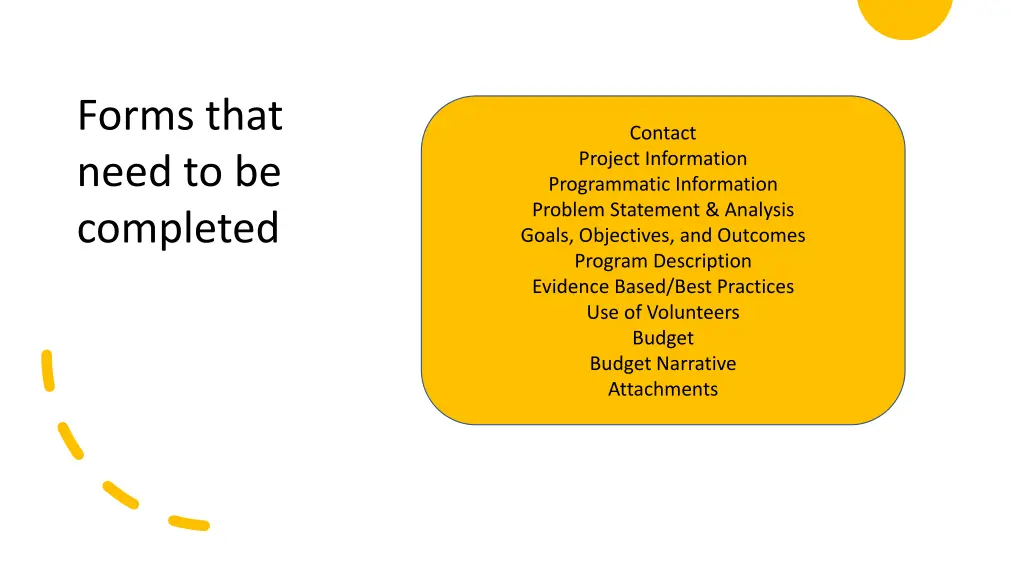 forms that need to be completed