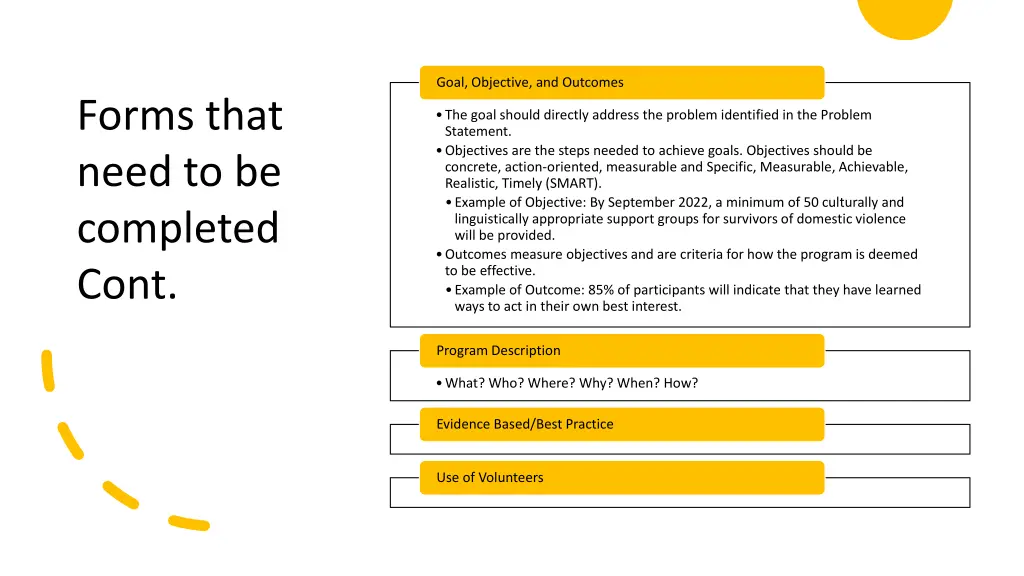 goal objective and outcomes