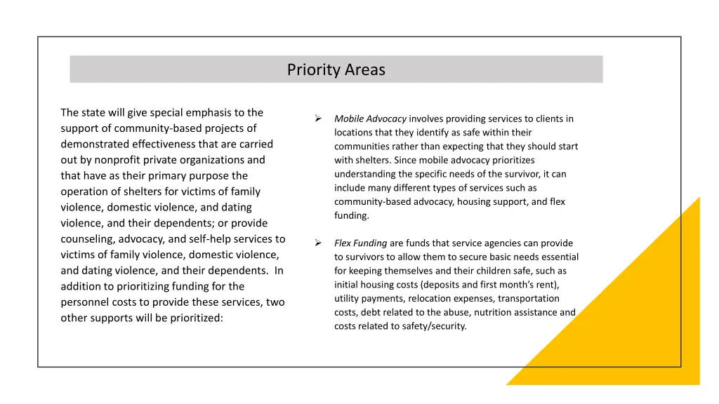 priority areas