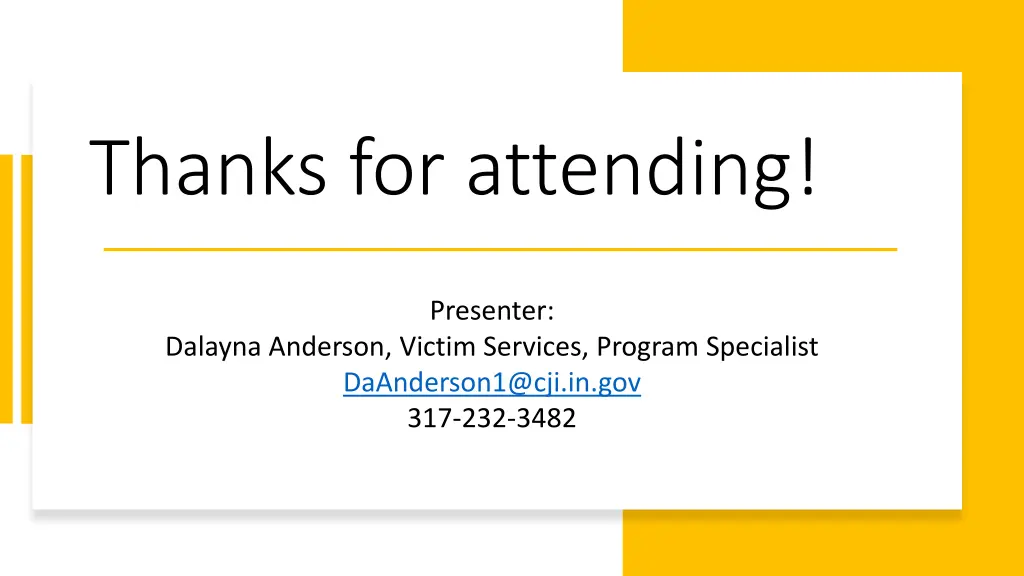 thanks for attending