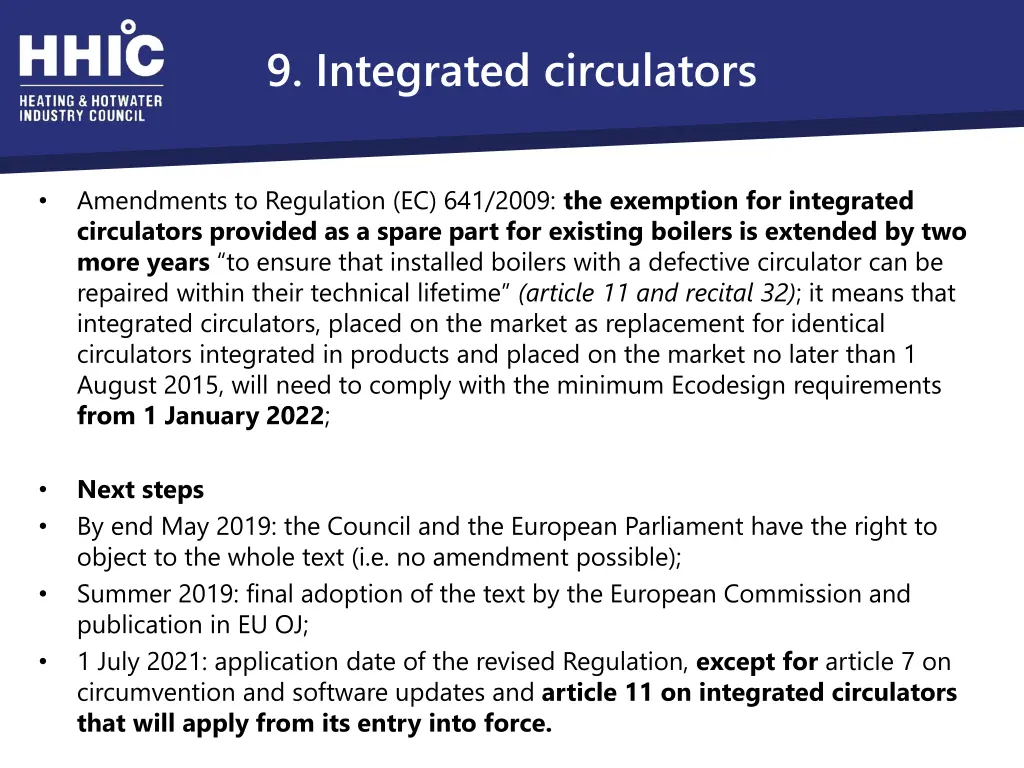 9 integrated circulators