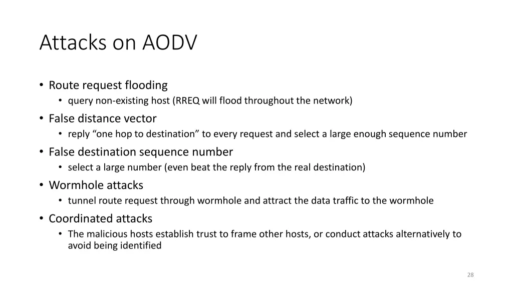 attacks on aodv