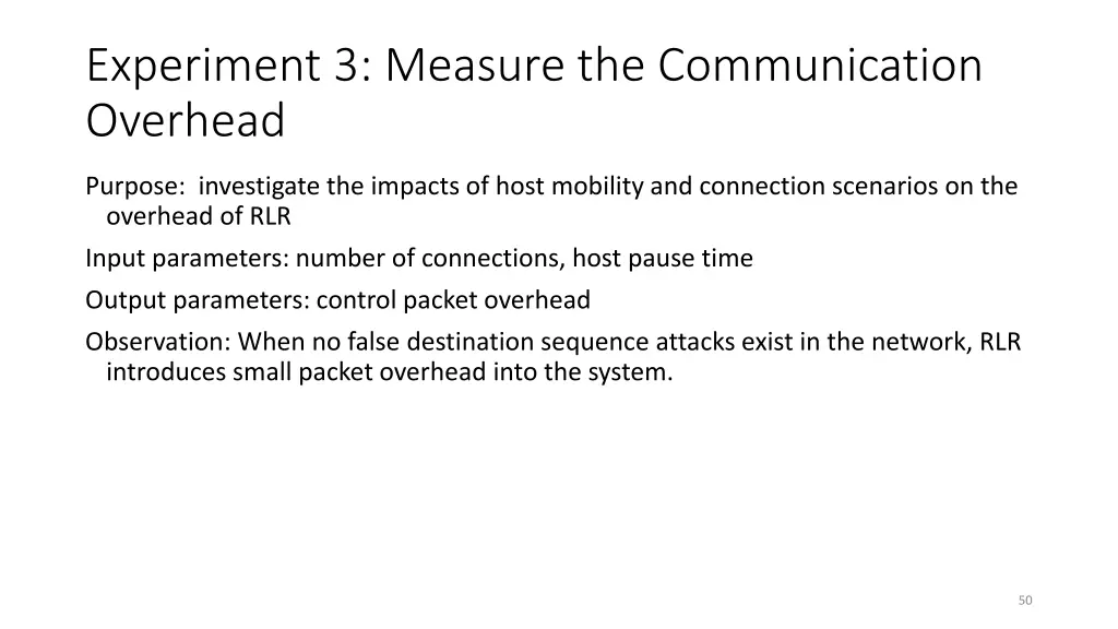 experiment 3 measure the communication overhead