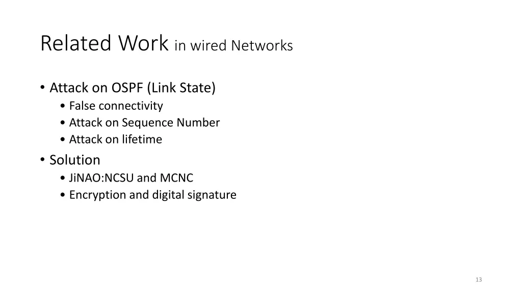 related work in wired networks 2