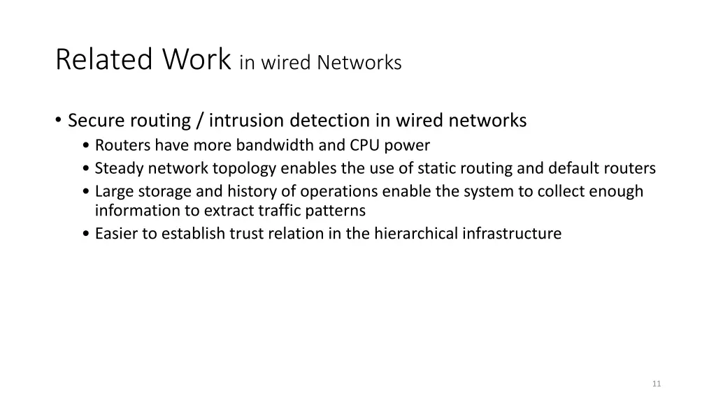 related work in wired networks