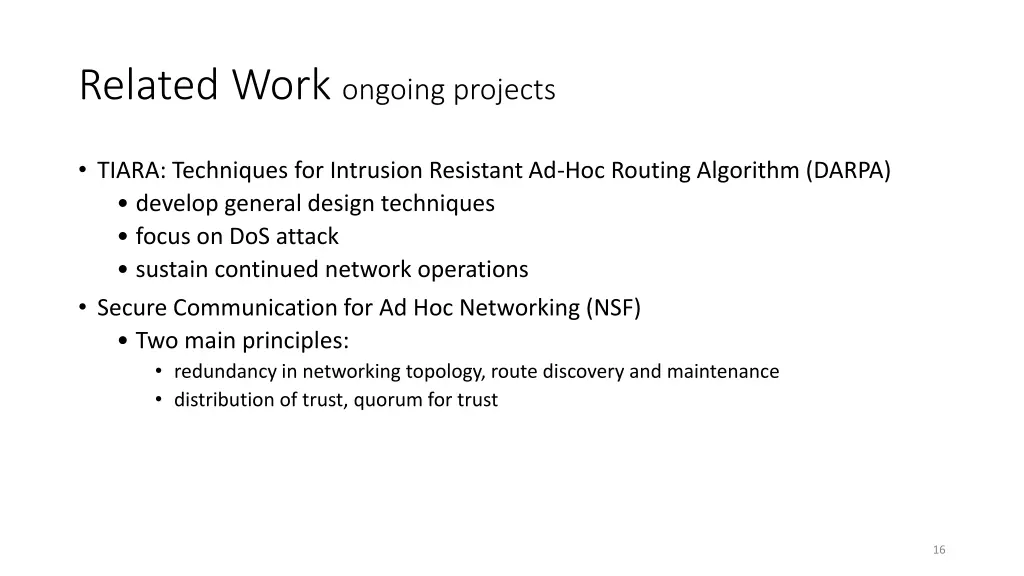related work ongoing projects