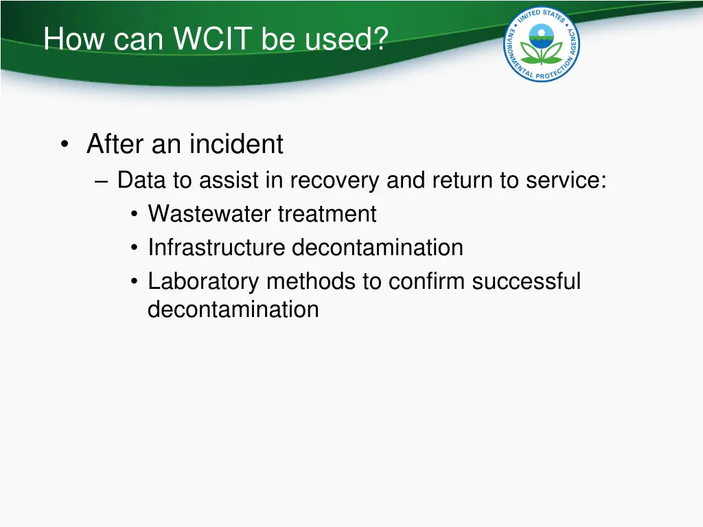 how can wcit be used 2