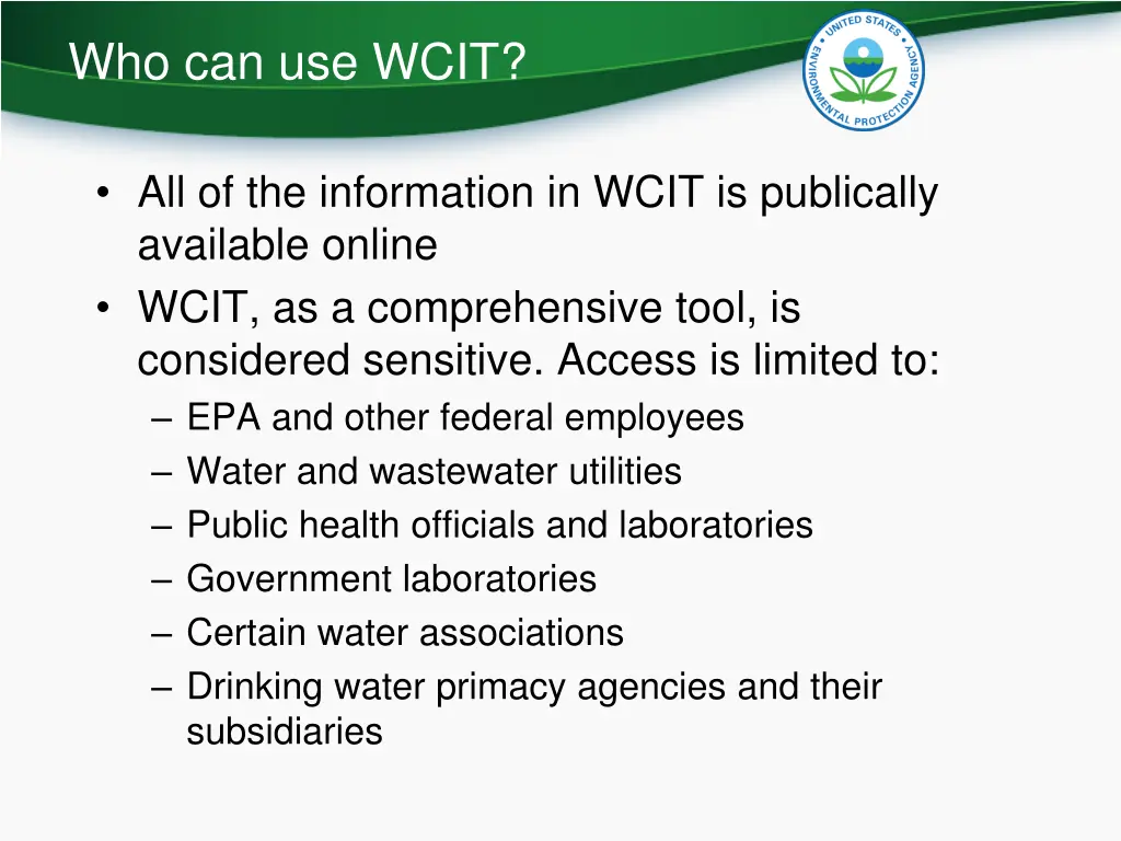 who can use wcit