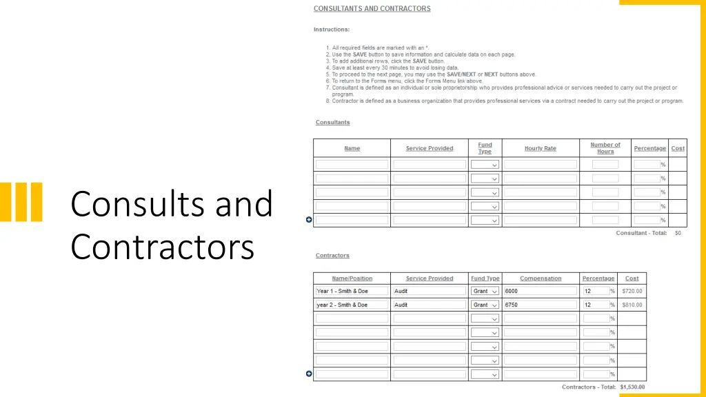 consults and contractors