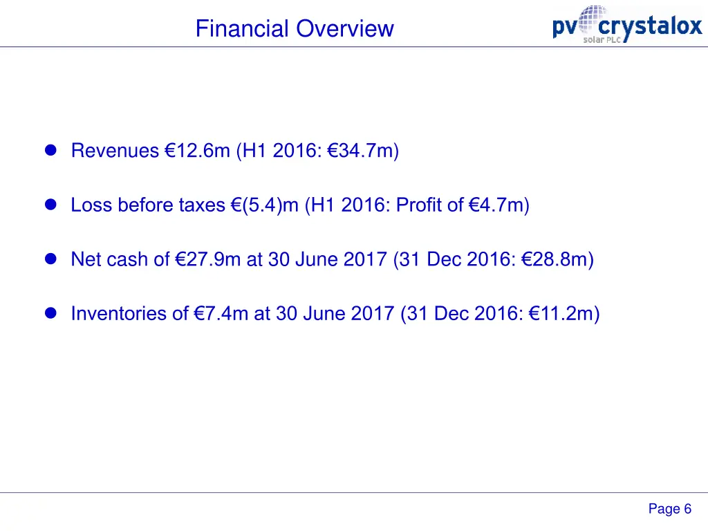 financial overview