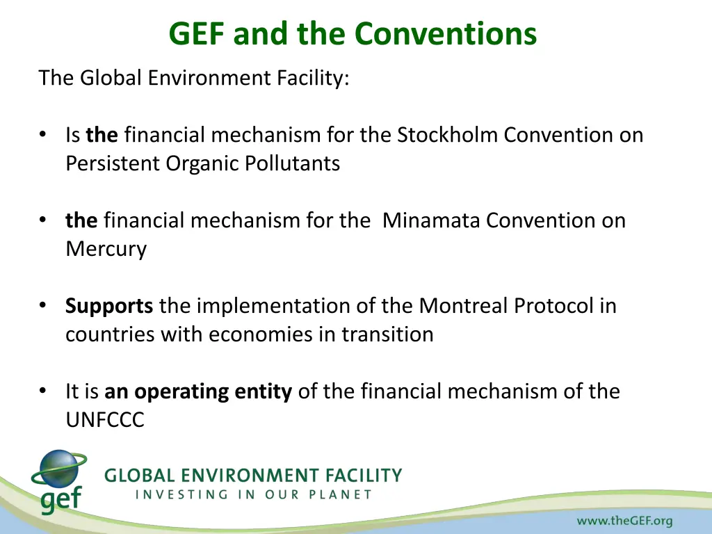 gef and the conventions