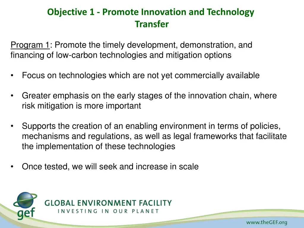 objective 1 promote innovation and technology