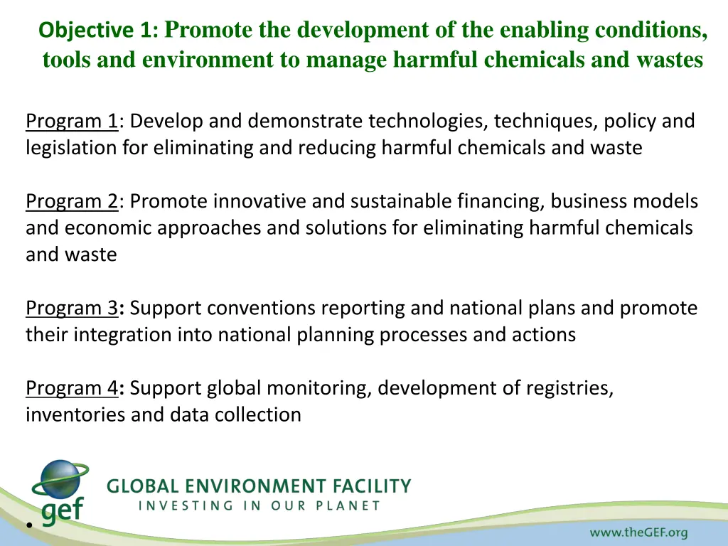 objective 1 promote the development