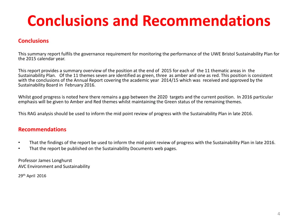 conclusions and recommendations