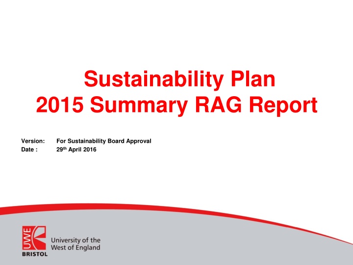 sustainability plan 2015 summary rag report