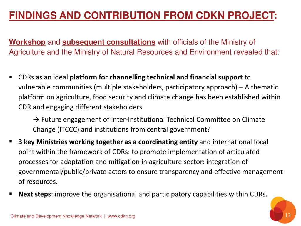 findings and contribution from cdkn project 1