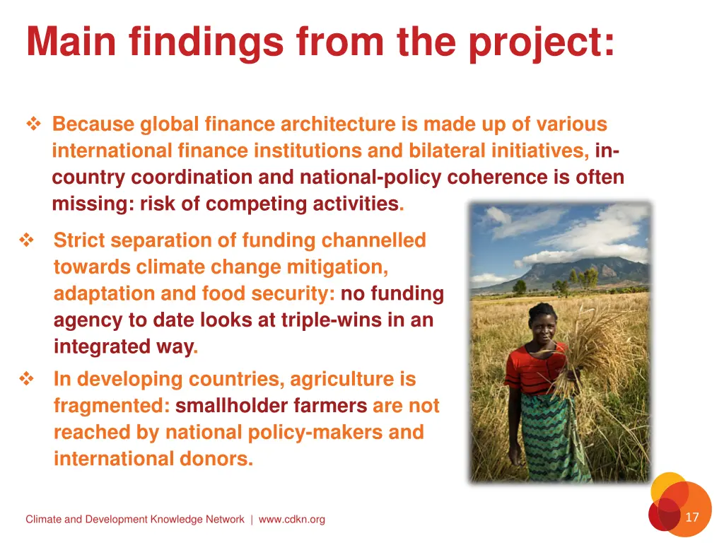 main findings from the project