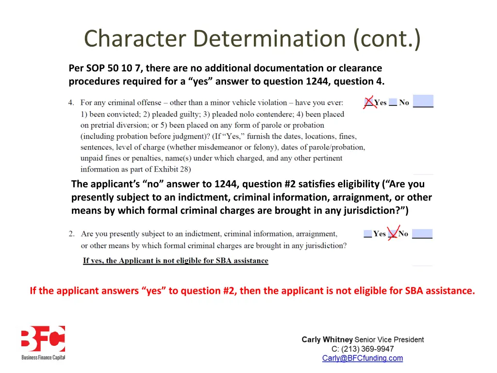 character determination cont