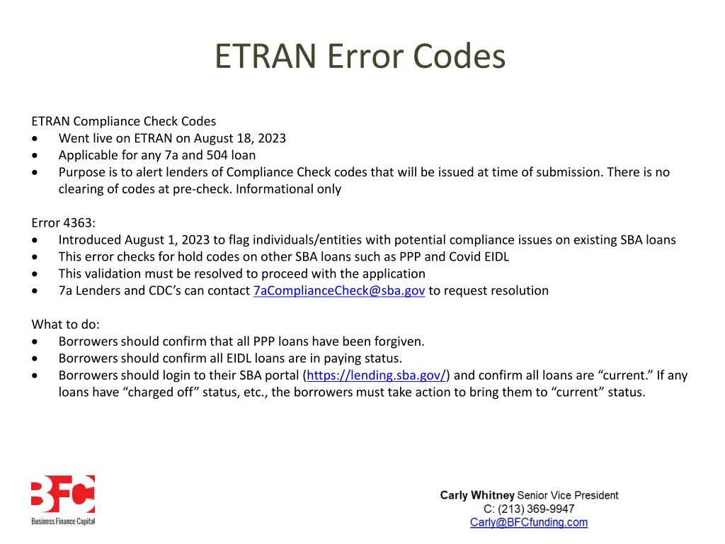 etran error codes