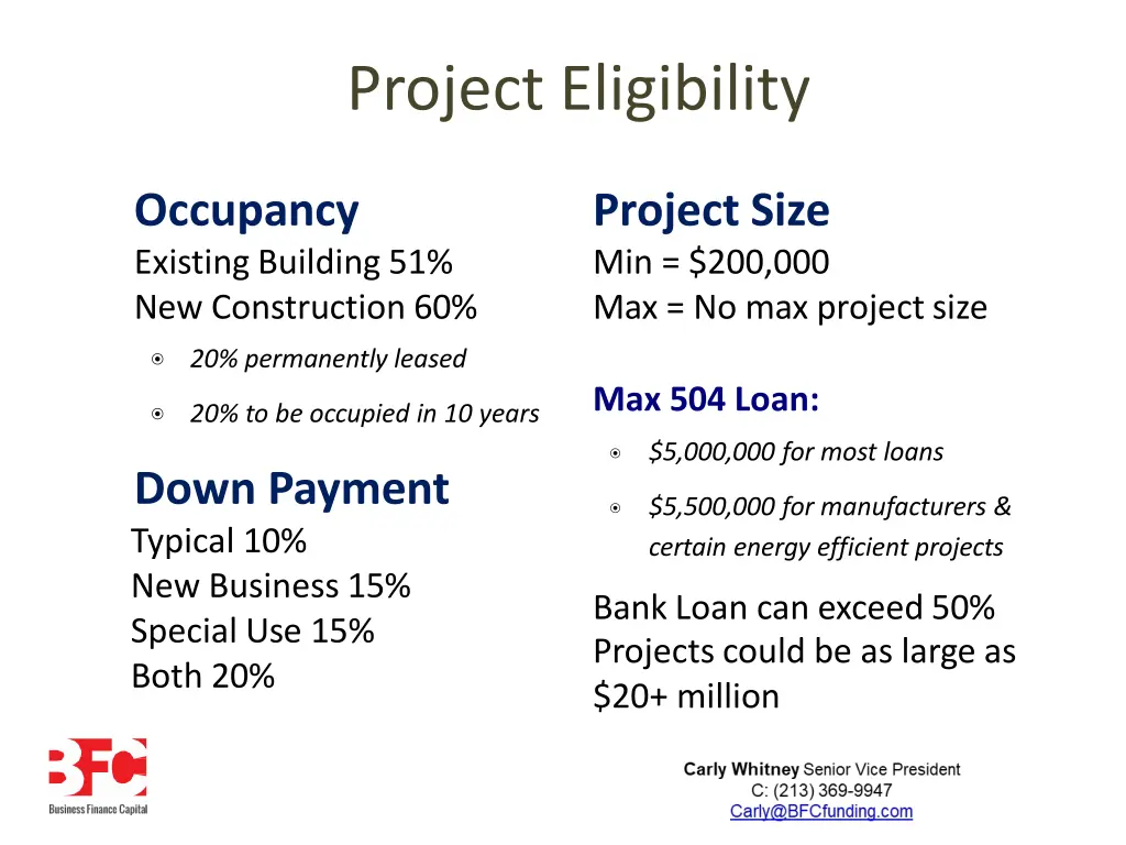 project eligibility