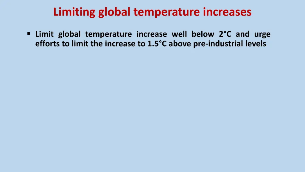 limiting global temperature increases