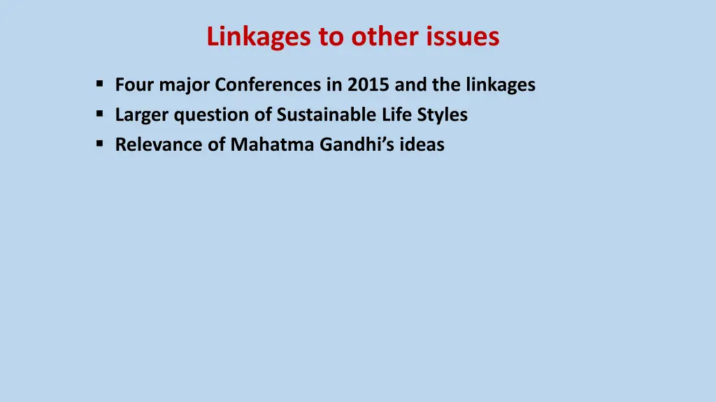 linkages to other issues