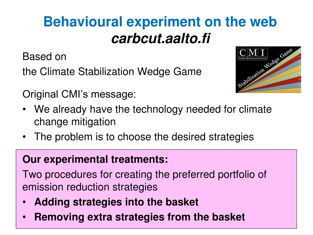 behavioural experiment on the web carbcut aalto