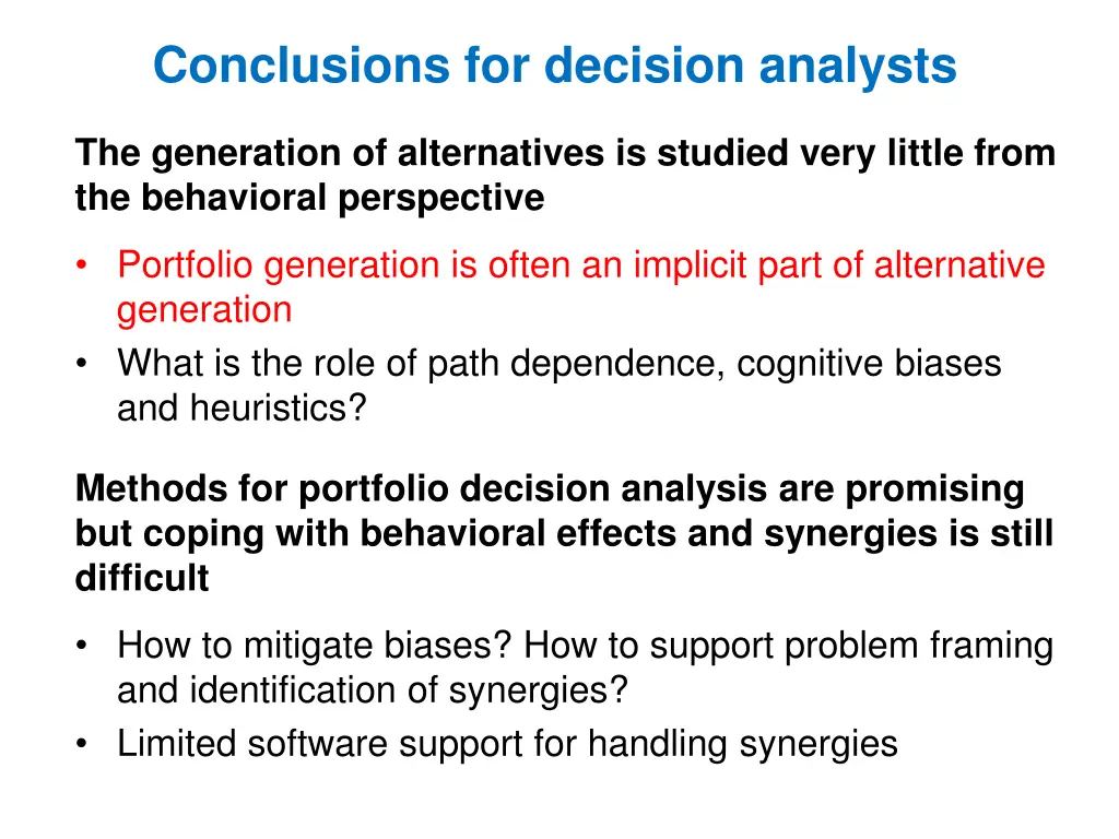 conclusions for decision analysts