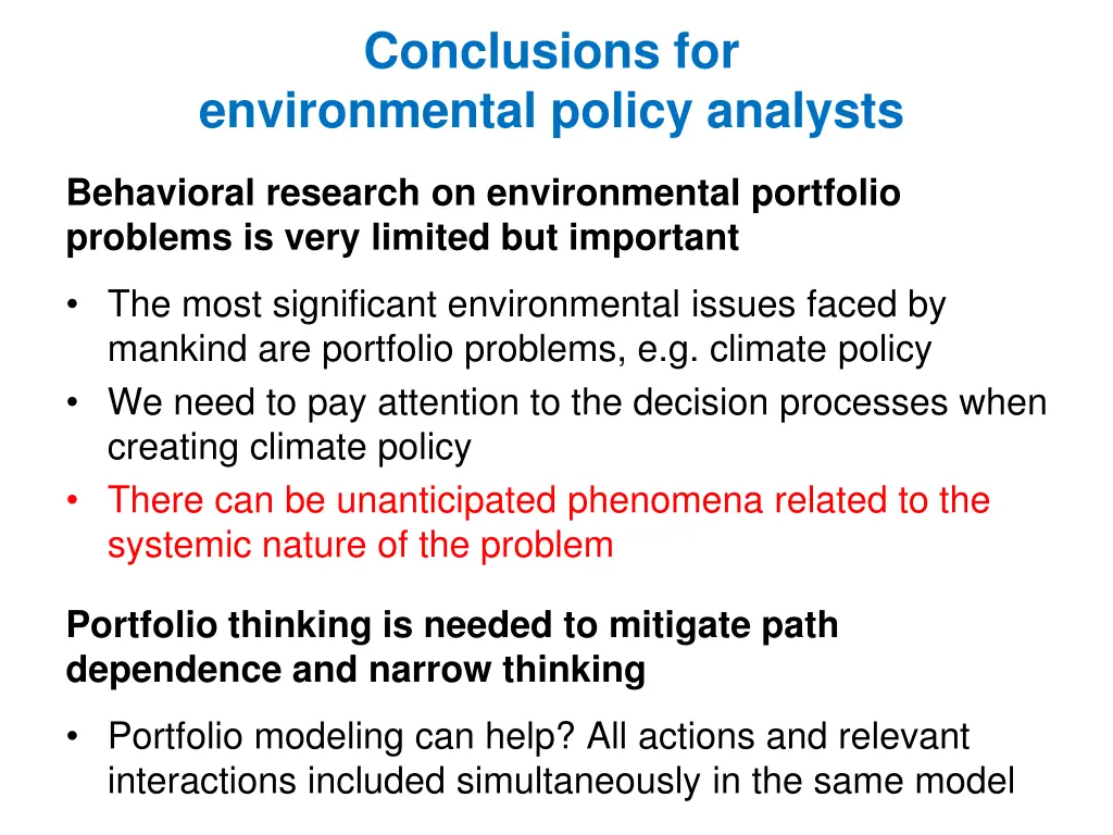 conclusions for environmental policy analysts