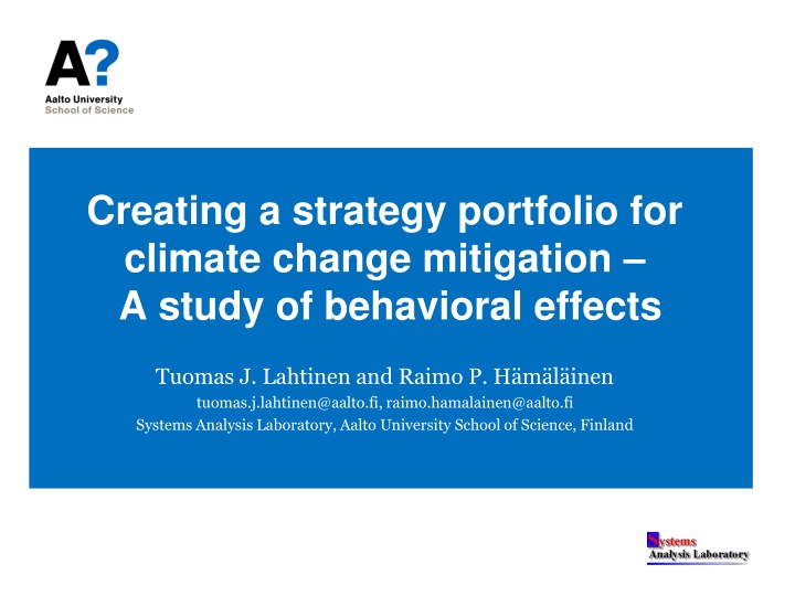 creating a strategy portfolio for climate change