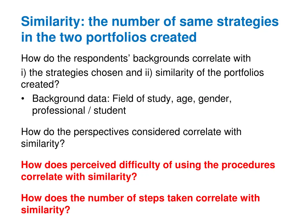 similarity the number of same strategies