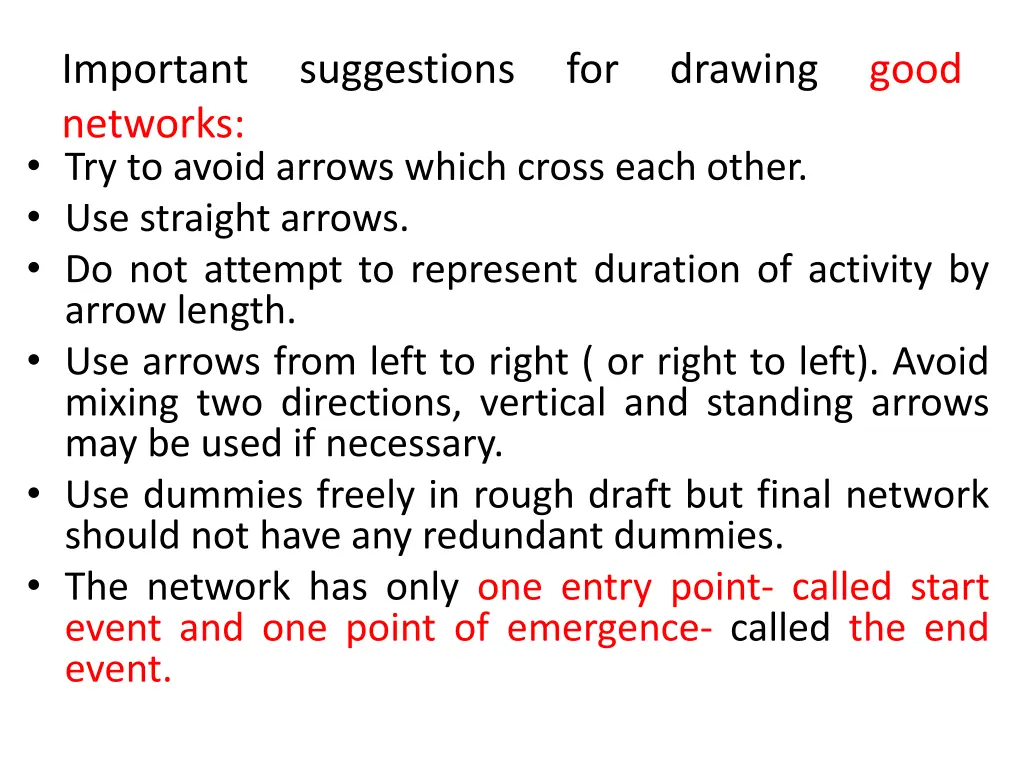 important suggestions for drawing good networks