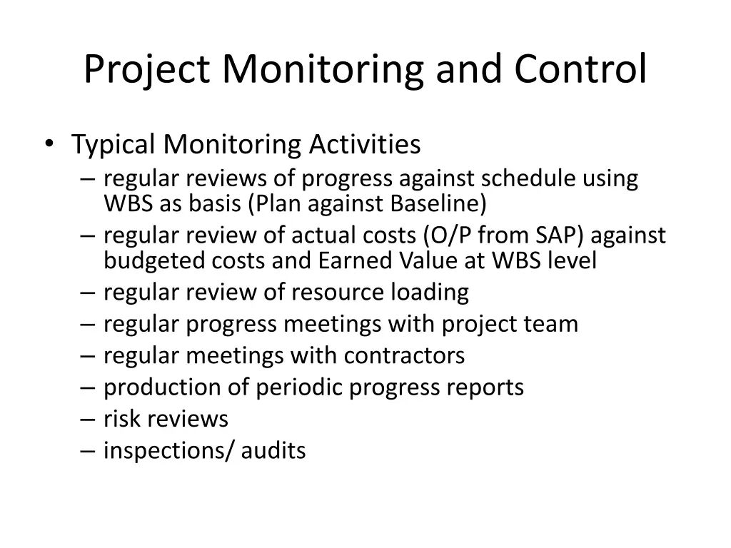 project monitoring and control