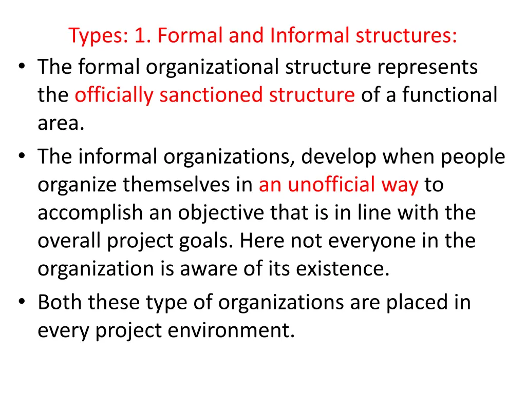 types 1 formal and informal structures the formal