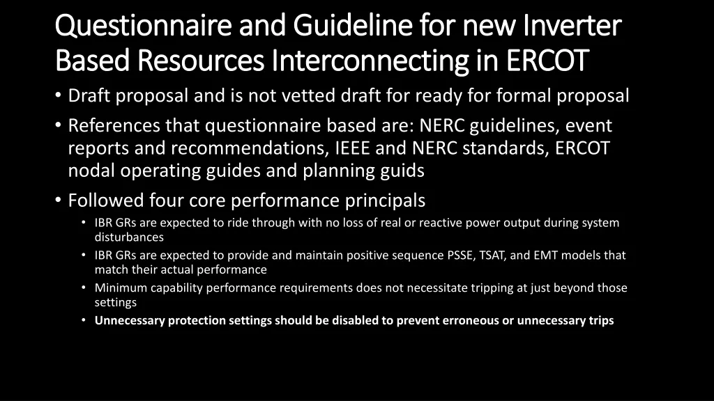 questionnaire and guideline for new inverter