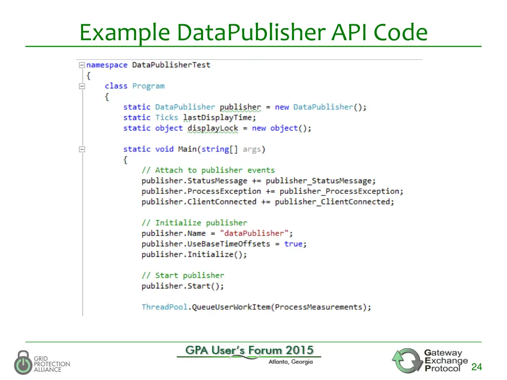 example datapublisher api code