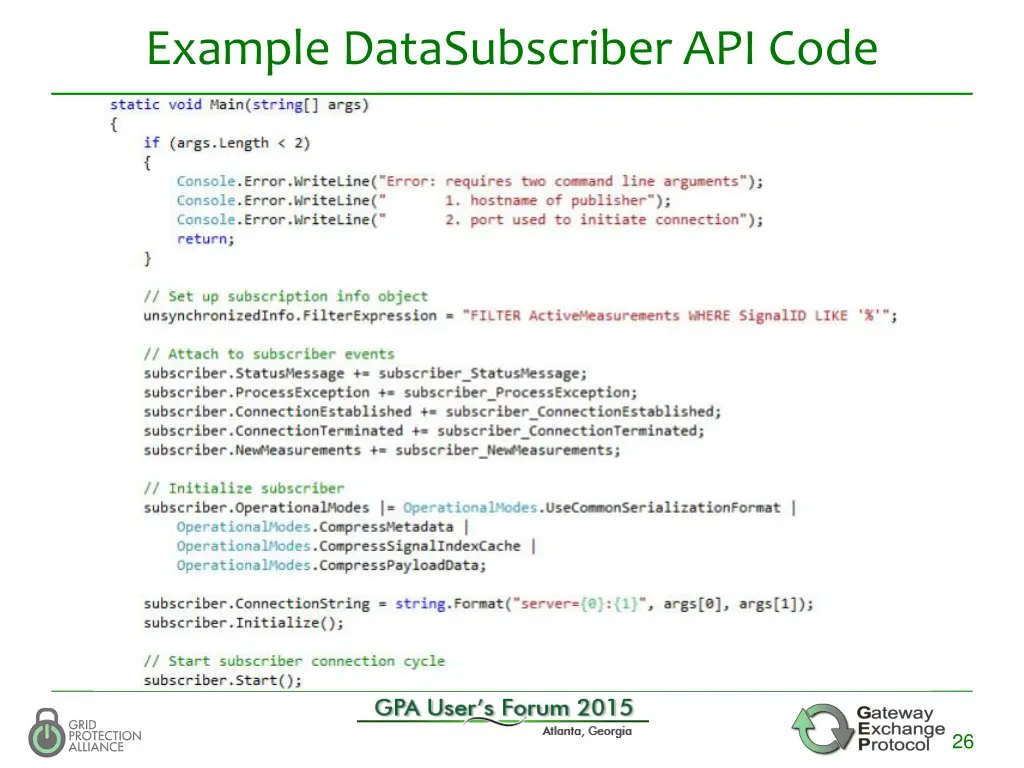 example datasubscriber api code