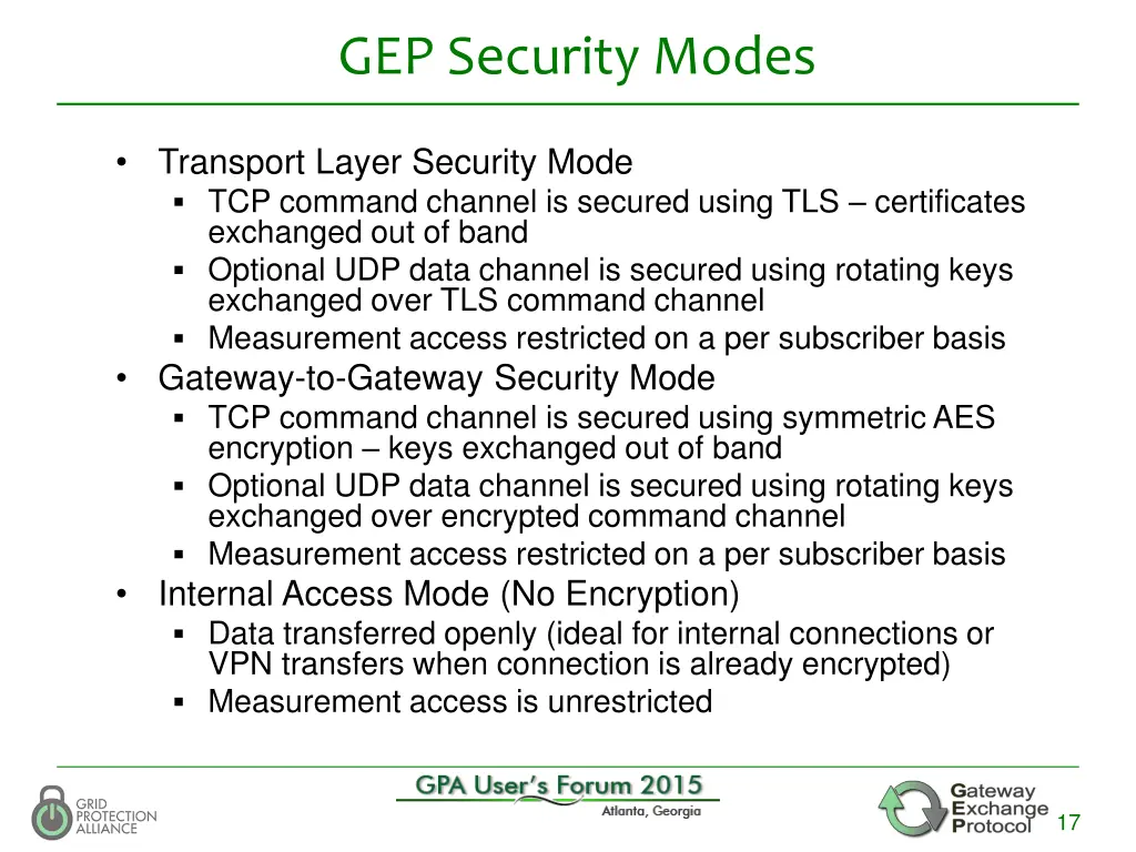 gep security modes