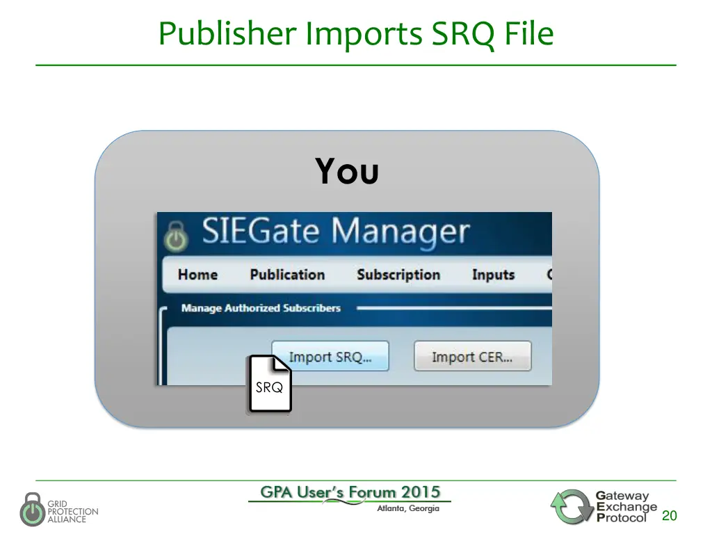 publisher imports srq file