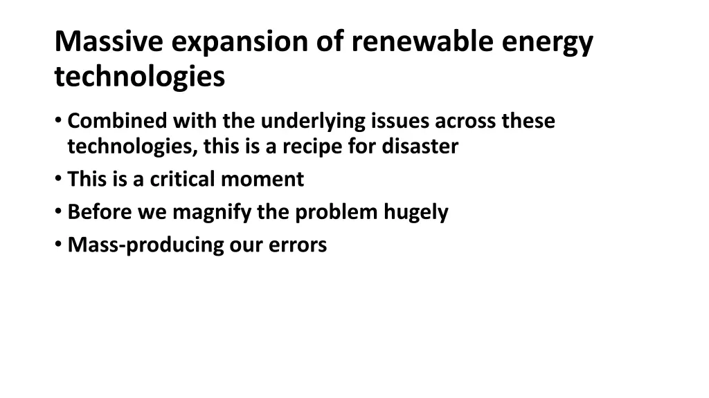 massive expansion of renewable energy technologies