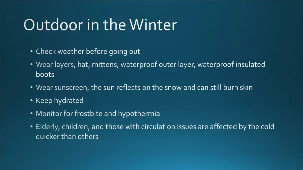 outdoor in the winter