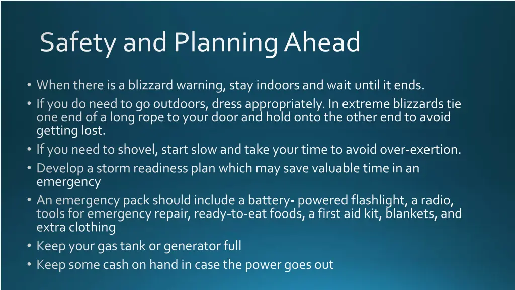 safety and planning ahead