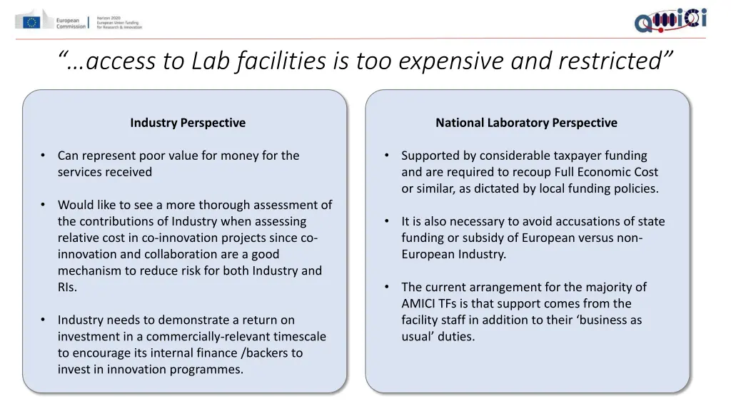 access to lab facilities is too expensive