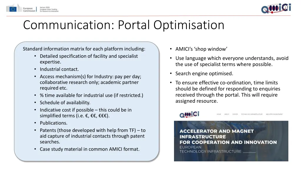 communication portal optimisation