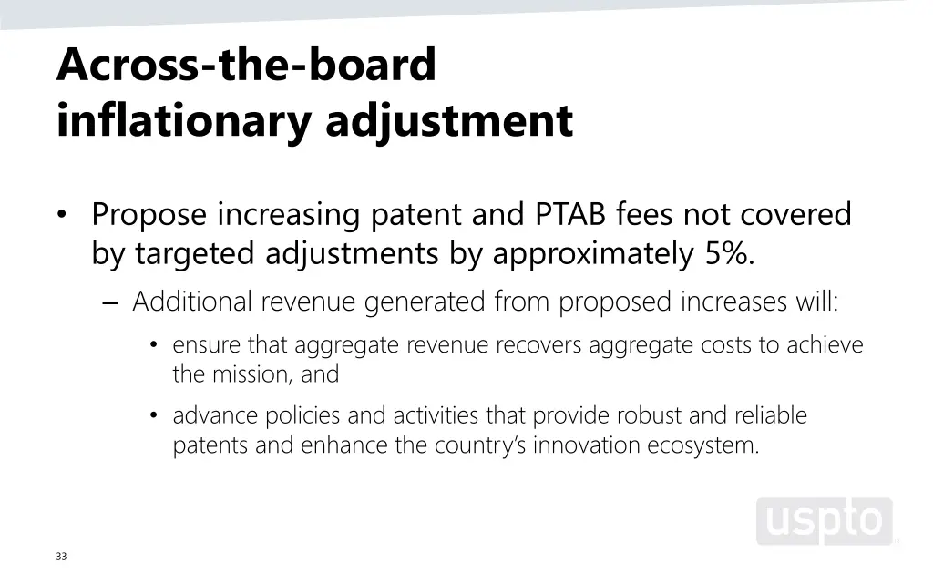 across the board inflationary adjustment