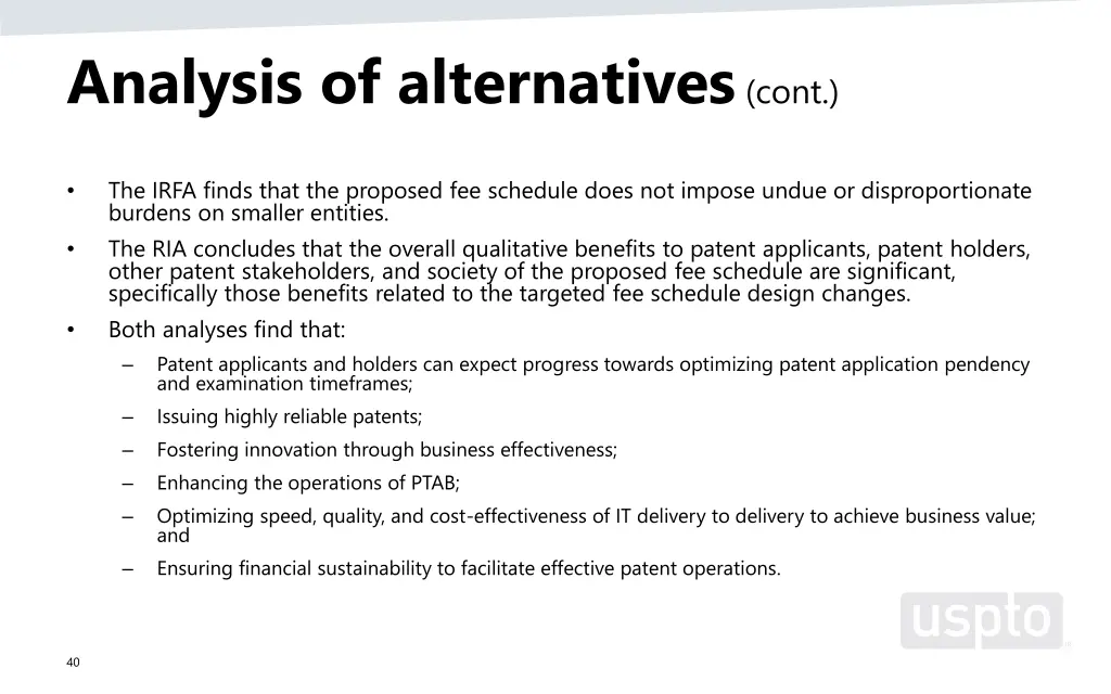 analysis of alternatives cont