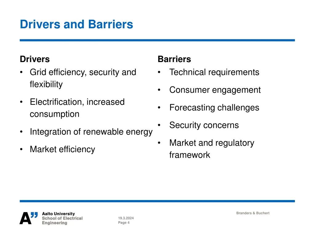 drivers and barriers