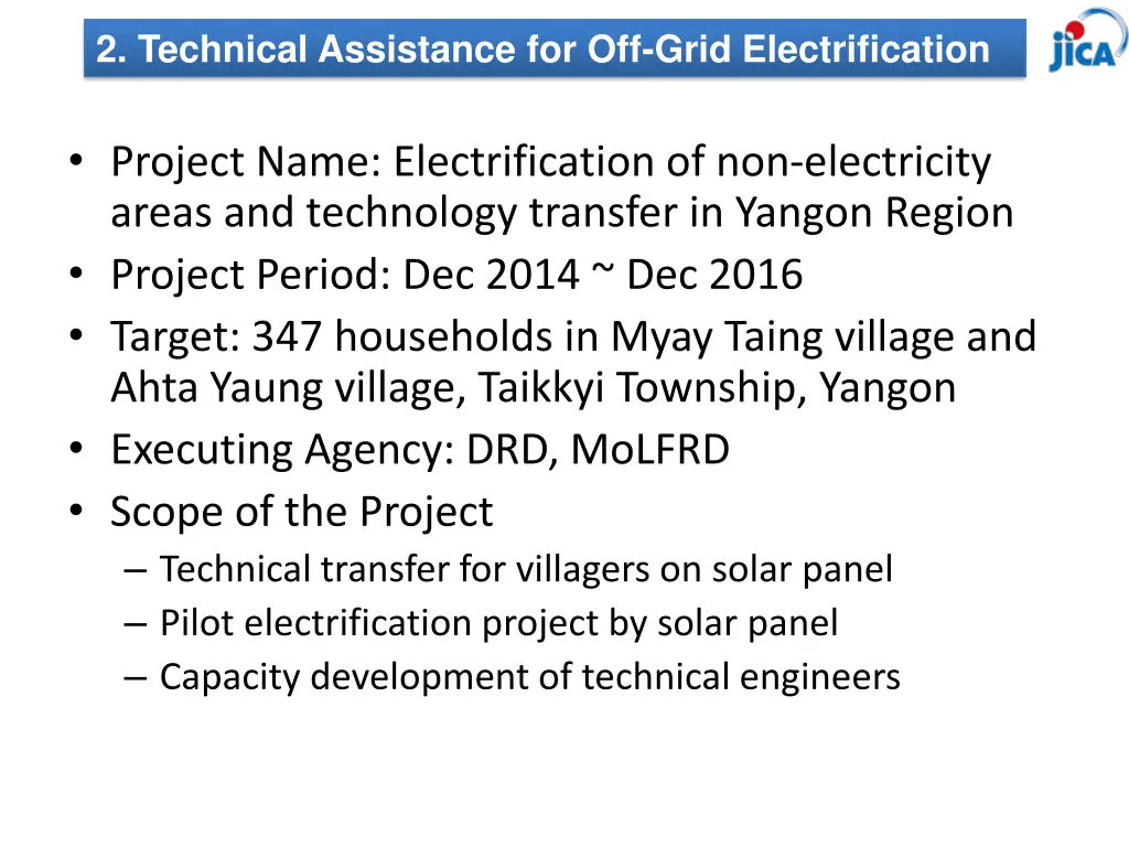 2 technical assistance for off grid