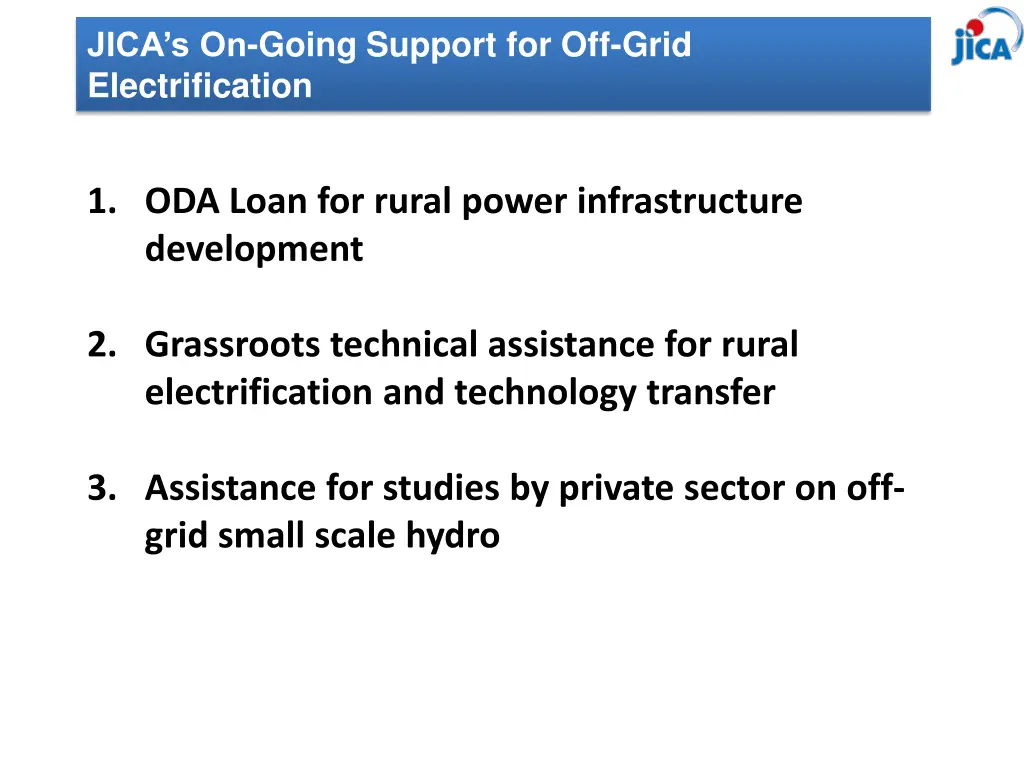 jica s on going support for off grid