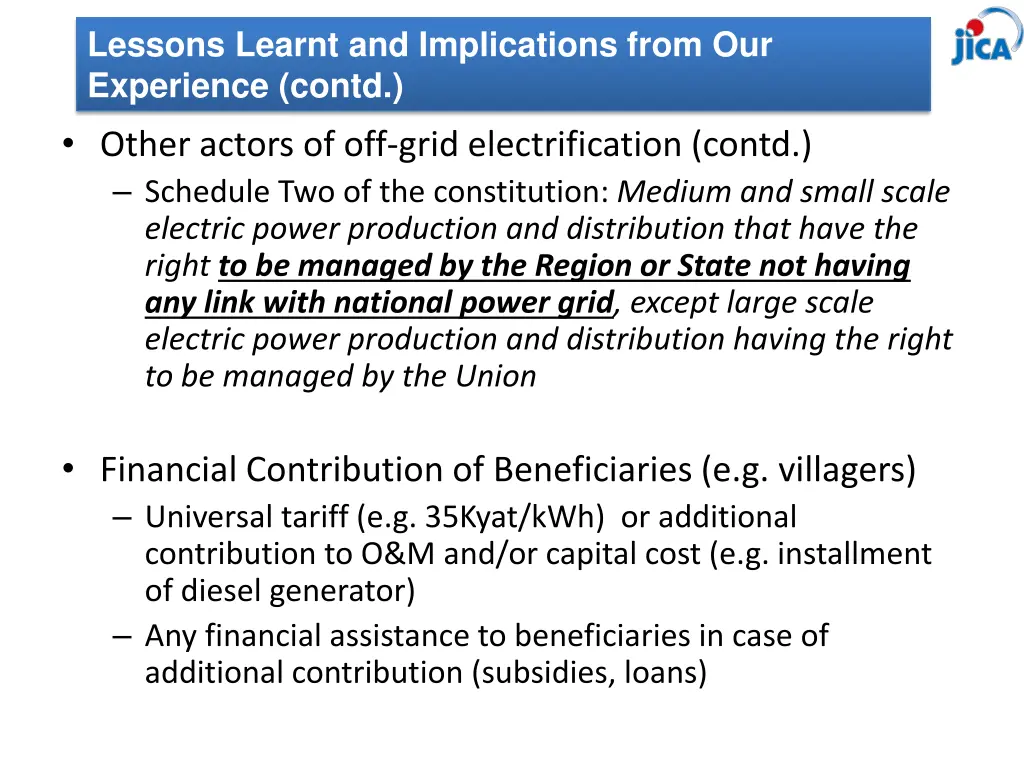 lessons learnt and implications from 1